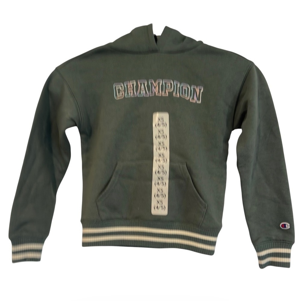 Champion Girls Logo Fleece Hoodie Dark Forest Green XS 4/5 C835HD4228‎ NWT